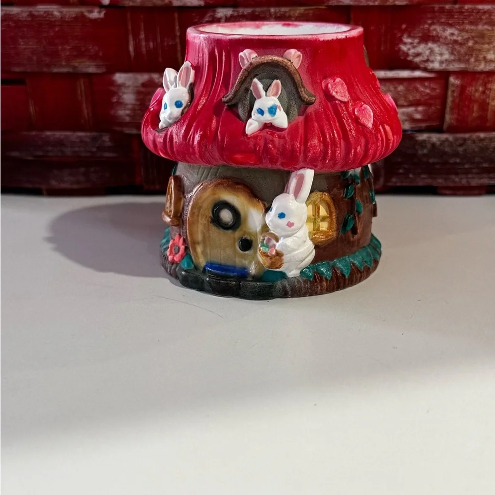 Red Mushroom House Candle Holder - Picture 3 of 5